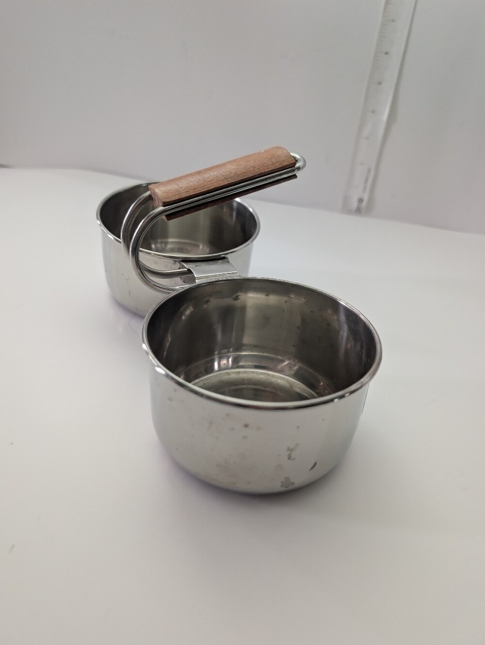 Vintage UNIQUE double Condiment Stand with Two Stainless Bowls MCM Retro